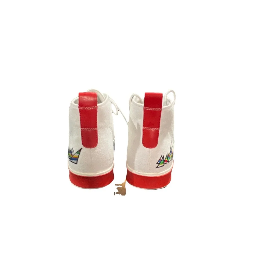 18N23/STRAUSS+RAMM The Chukka-E White Red‎ Canvas Chukka Sneakers Men's US 11.5